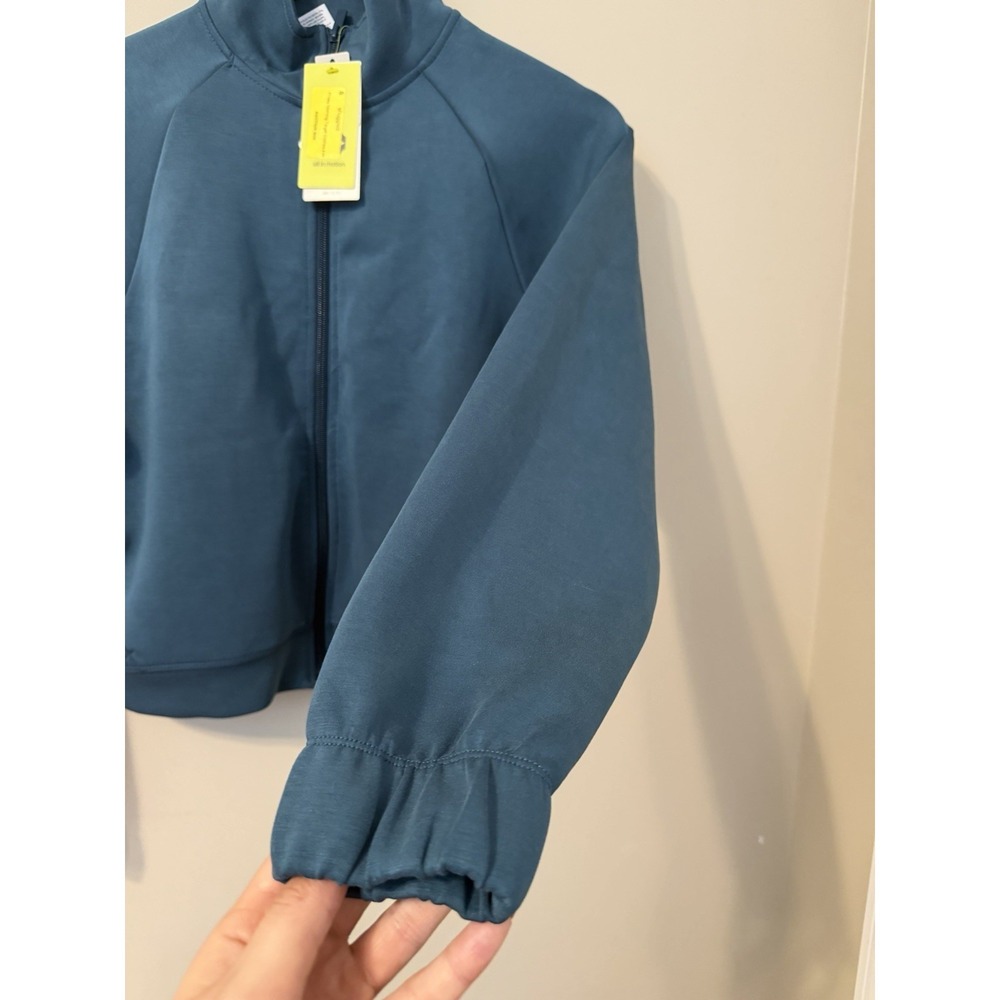 NWT Women Airy Sleek Ribbed Blue Full Zip Jacket - All In Motion Size XS - Picture 8 of 16